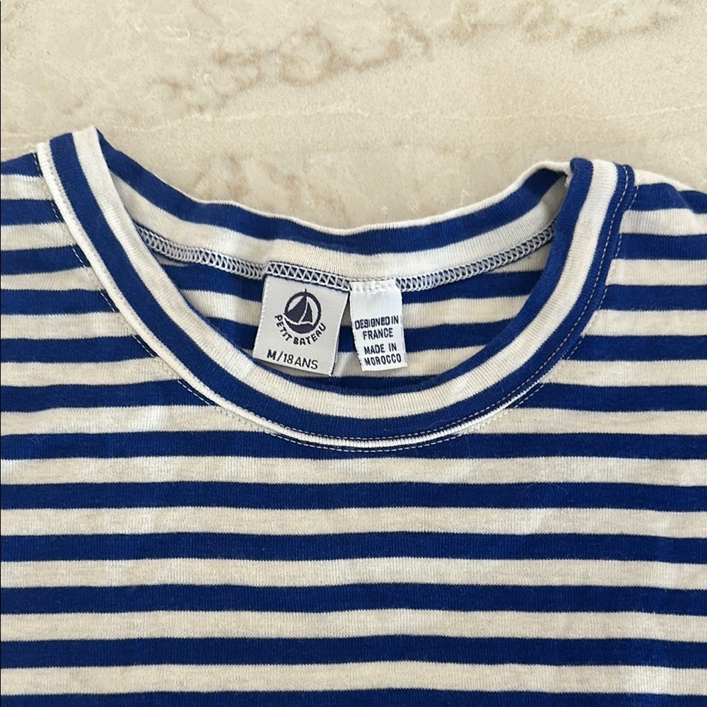 Petit Bateau Blue and White Striped Tee